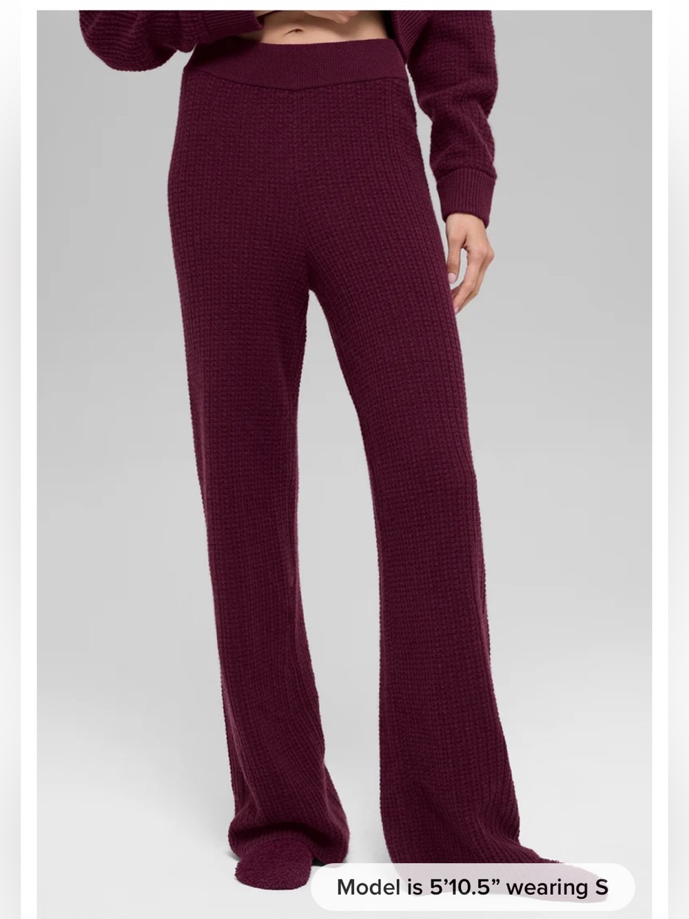 Alo Yoga Cashmere High-Waist Plush Waffle Pant in Burgundy Size XS